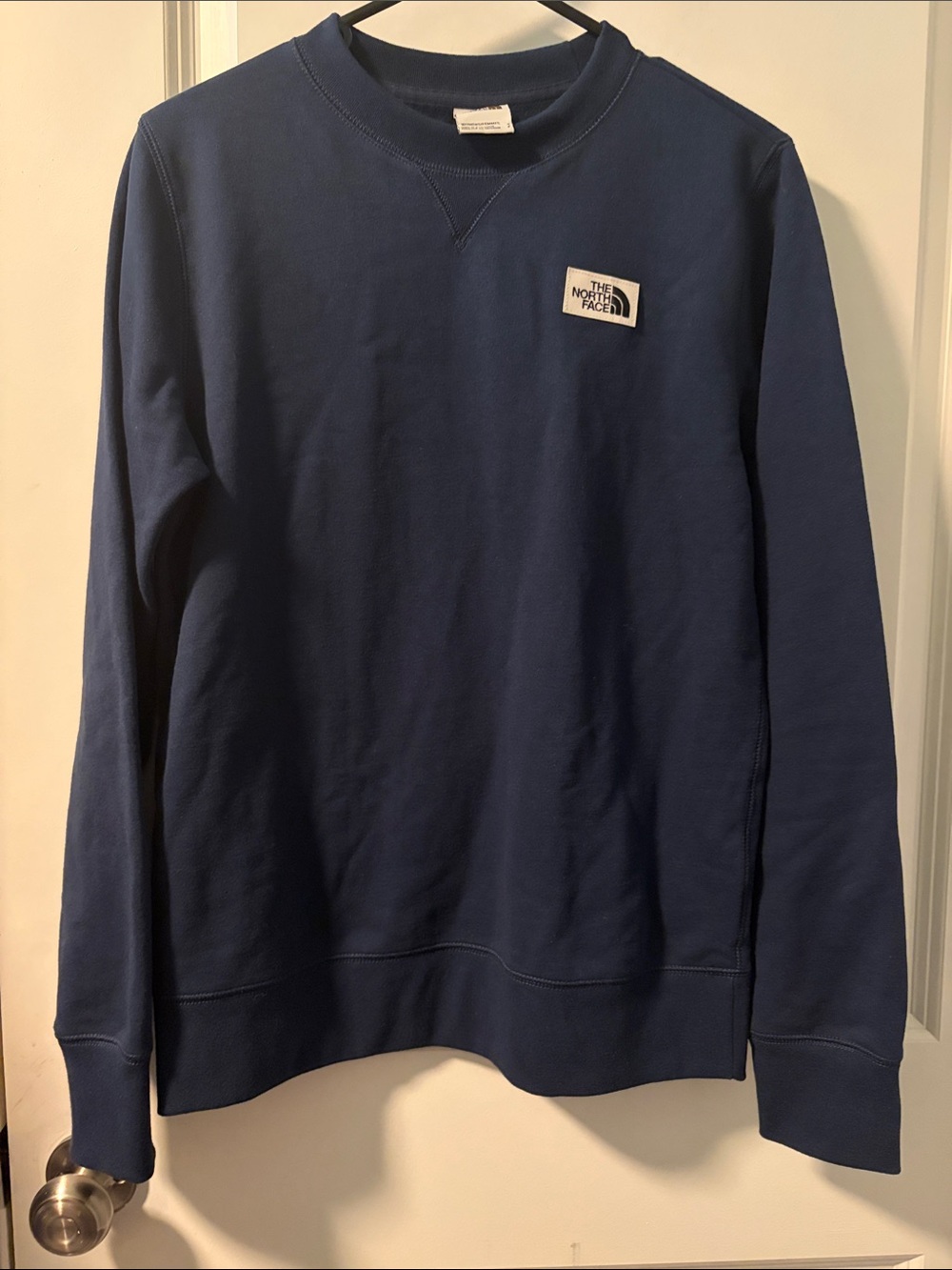 The North Face Navy Crewneck Sweatshirt with Logo Patch